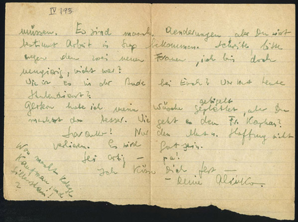 Note to Sala Garncarz, in German, Bendsburg, Poland, December 10, 1941
