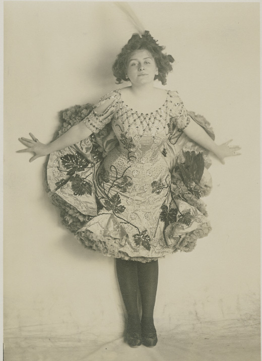 Irene Franklyn in costume for her child imitation routine. Photograph by Bangs, NY. 