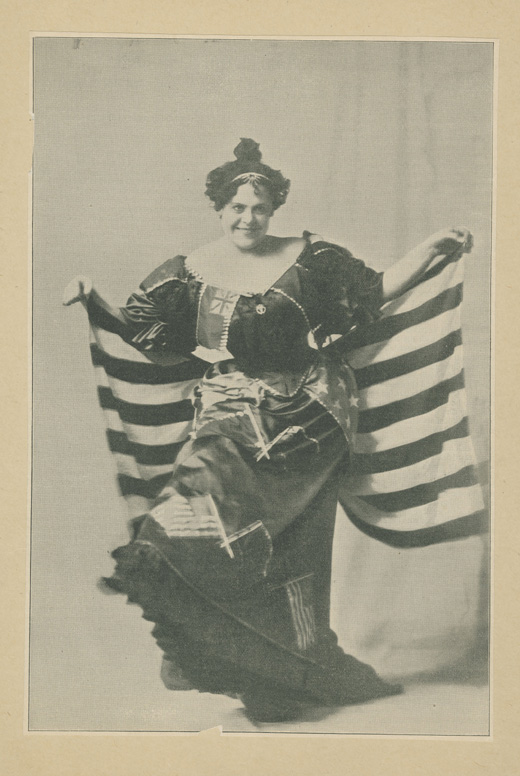 Promotional photograph of Marie Dressler in a patriotic