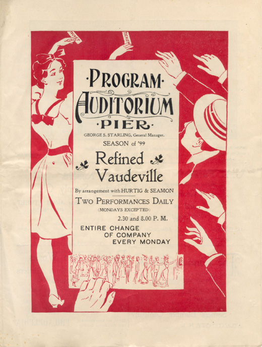 Program cover, Auditorium Pier, Atlantic City, NJ, for summer vaudeville presentation
