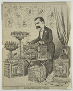 Cartoon of Haverly toy theaters Unidentified newspaper, April 12, 1879 Billy Rose Theatre Collection