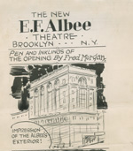 Illustration by Fred Morgan of the Albee Theater in downtown Brooklyn, for the N. Y. Evening Graphic, 1925