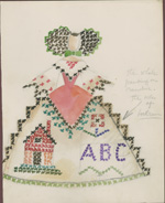 Costume designed by Albert Packard for the embroidery sampler dancer in the Stitches in Time Prolog, 1930