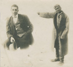 Promotional photograph of S. H. Dudley in street clothes and in character costume.