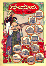 Program cover, Orpheum Theater, Salt Lake City, week of December 5, 1905, featuring illustrations of Orpheum circuit theaters across the country
