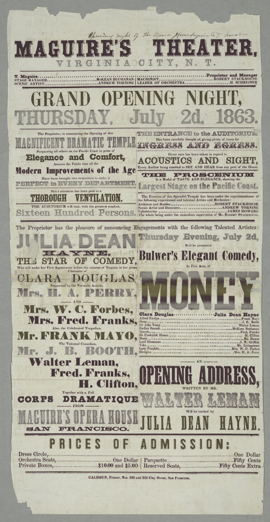 Enlargement of Maguire's Theater, 1863