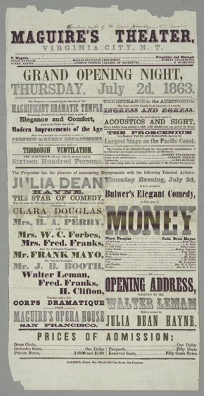 Opening night program for Maguire's Theater